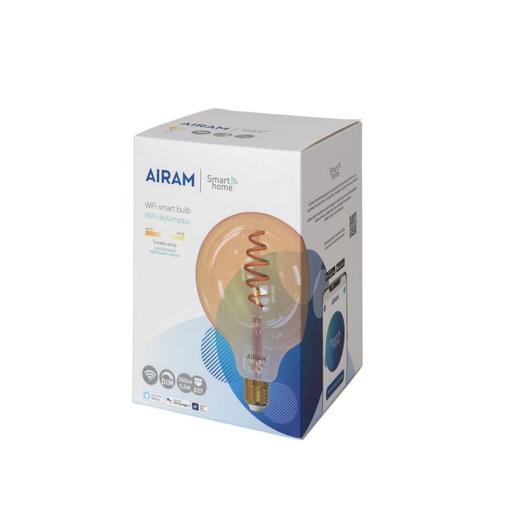 Airam Smarta Hem Filament LED-glob ljuskälla, amber, 125mm, spiral e27, 6w Airam