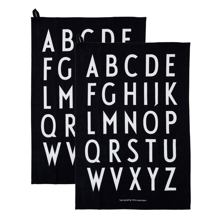 Design Letters kökshandduk 40x60 cm 2-pack, Svart Design Letters