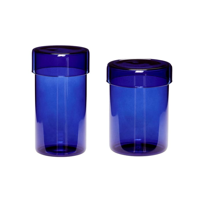 Förvaringsburk glas 2-pack - Blå - Hübsch