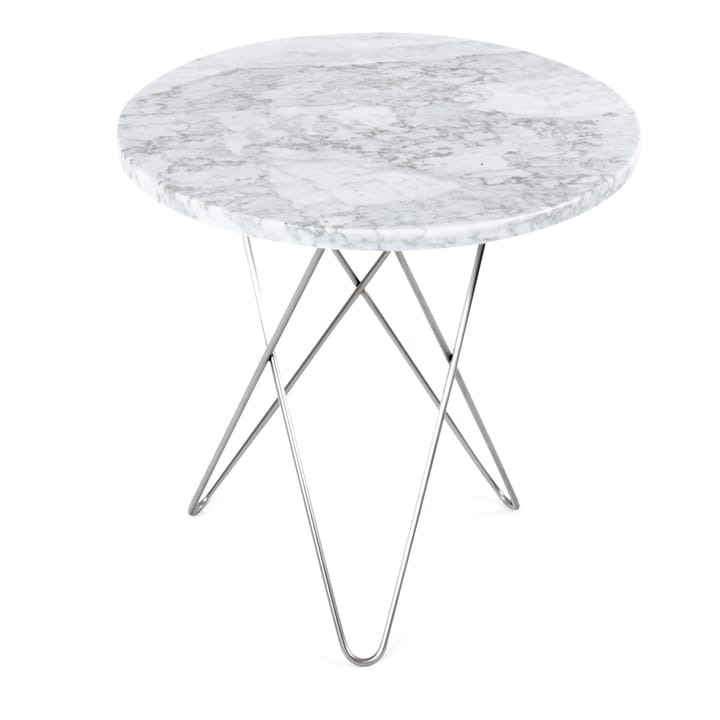 Tall mini O sidobord Ø50 H50, rostfritt underrede, vit marmor OX Denmarq