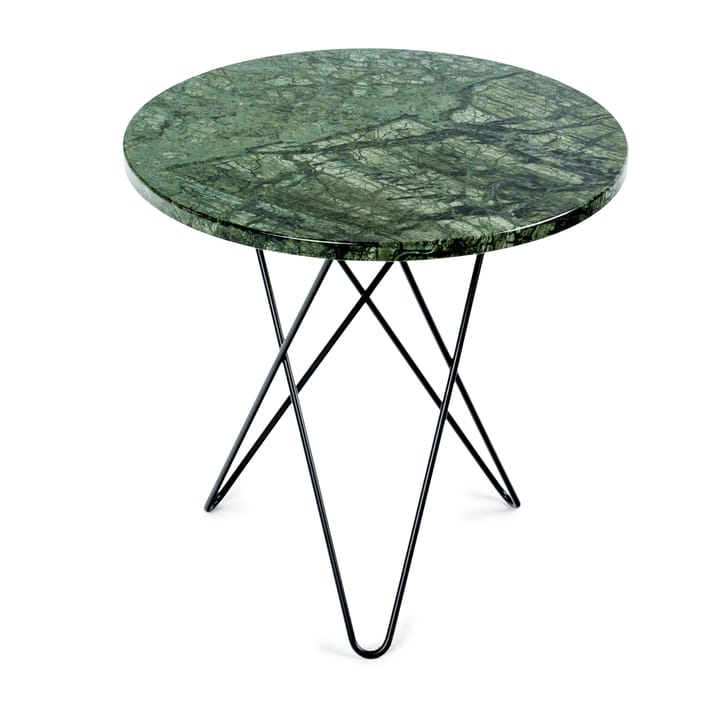 Tall mini O sidobord Ø50 H50, svart underrede, grön marmor OX Denmarq