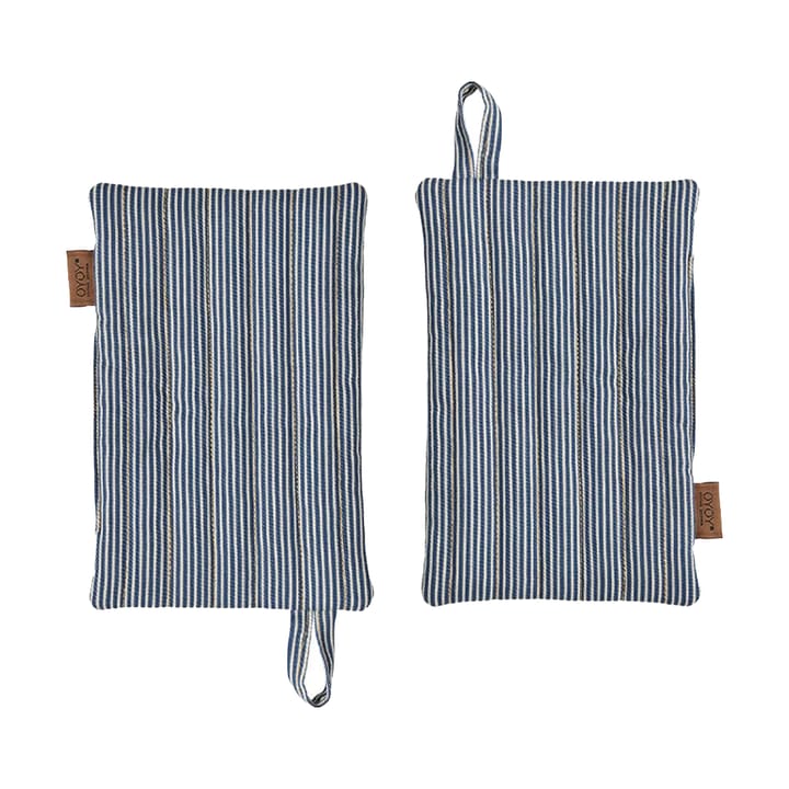 Striped denim grytlapp 2-pack, Blue OYOY
