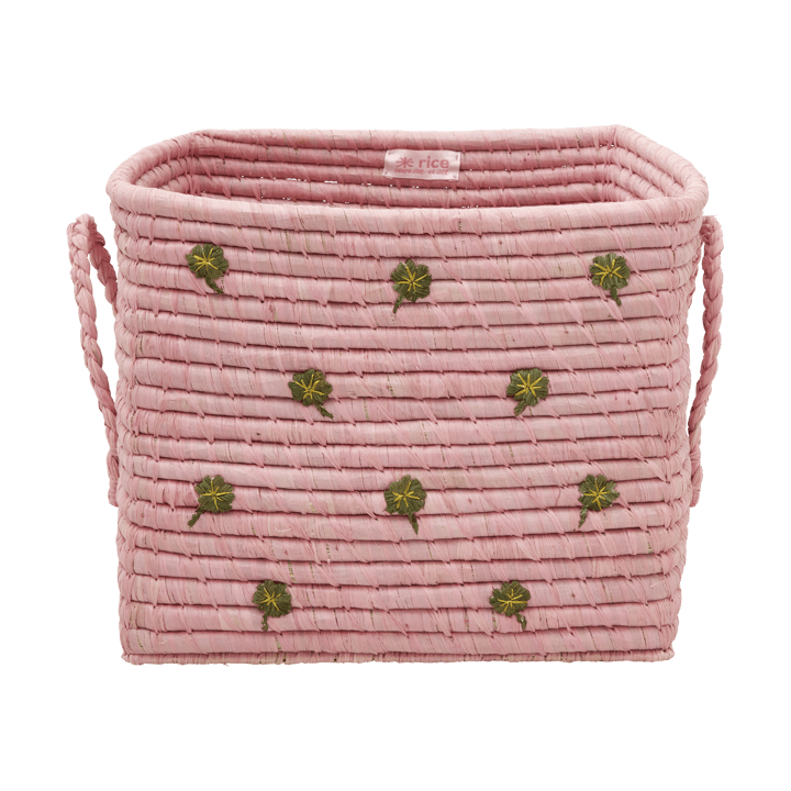 Rice raffiakorg med handtag 30x30 cm - Pink - RICE