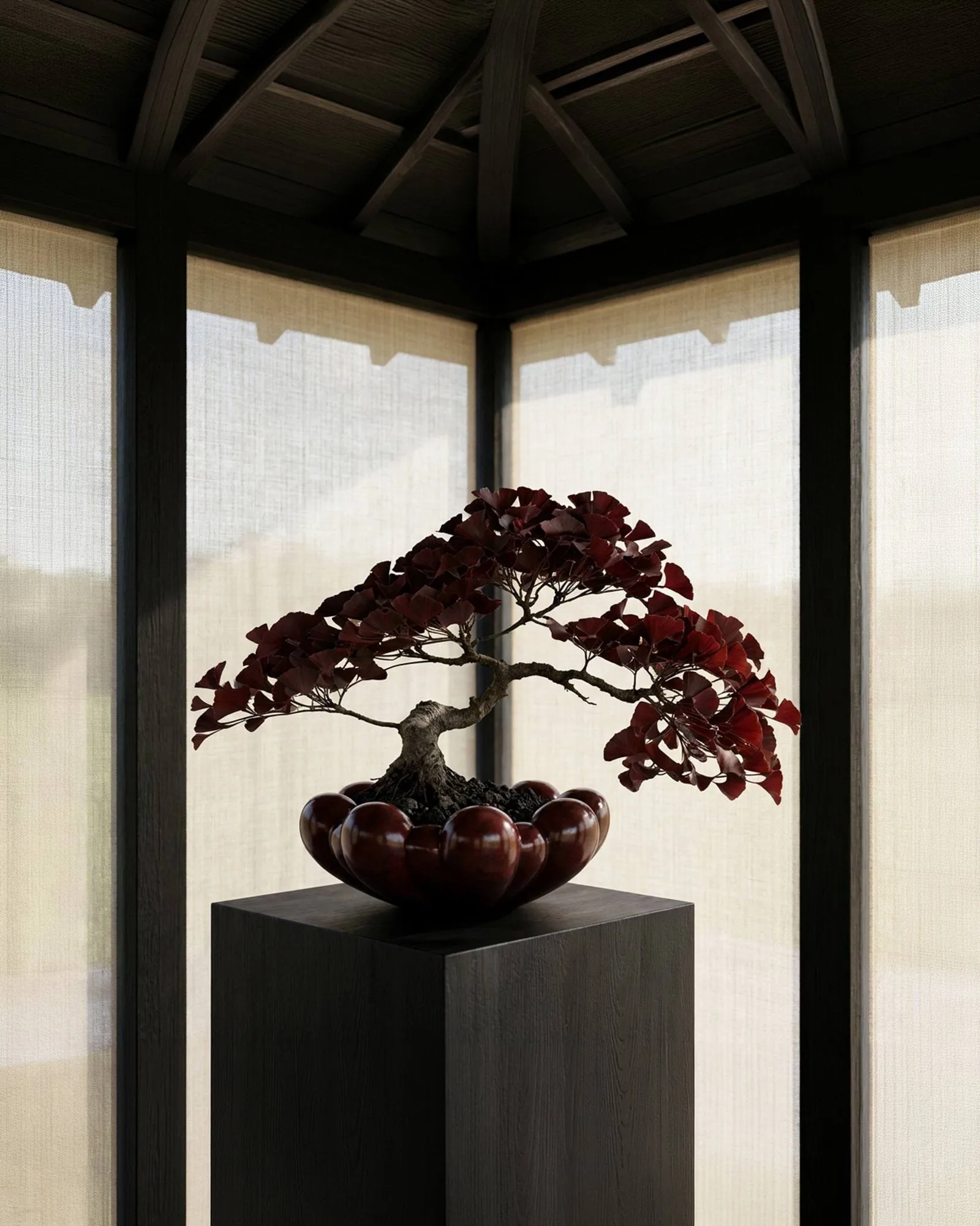Bloom tray skål stor, Maroon 101 Copenhagen