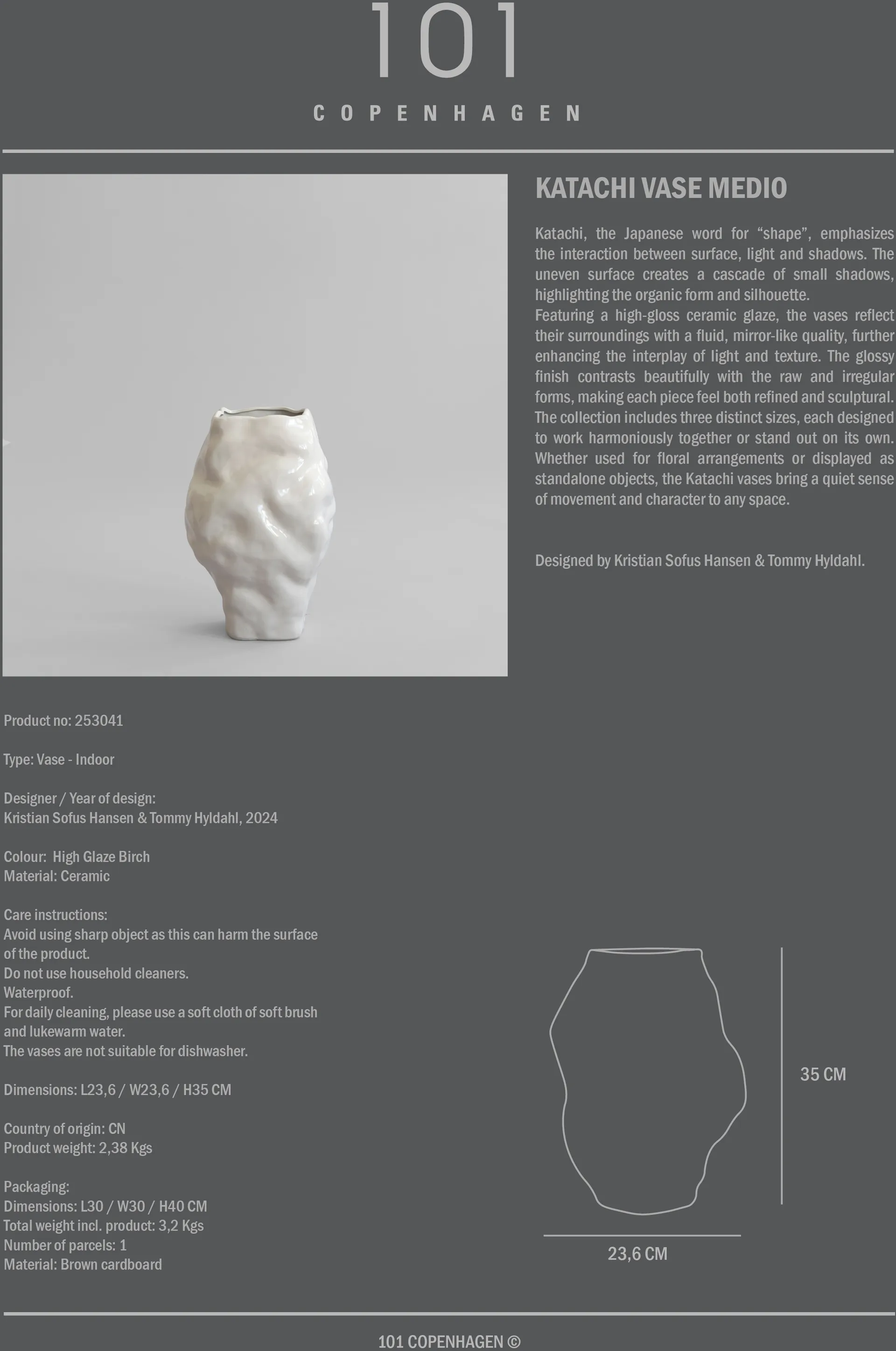 Katachi vas medio, High glaze birch 101 Copenhagen