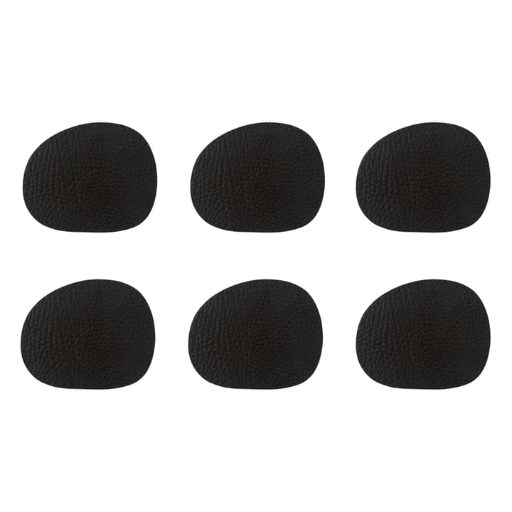 Raw glasunderlägg läder 6-pack - Black buffalo (svart) - Aida