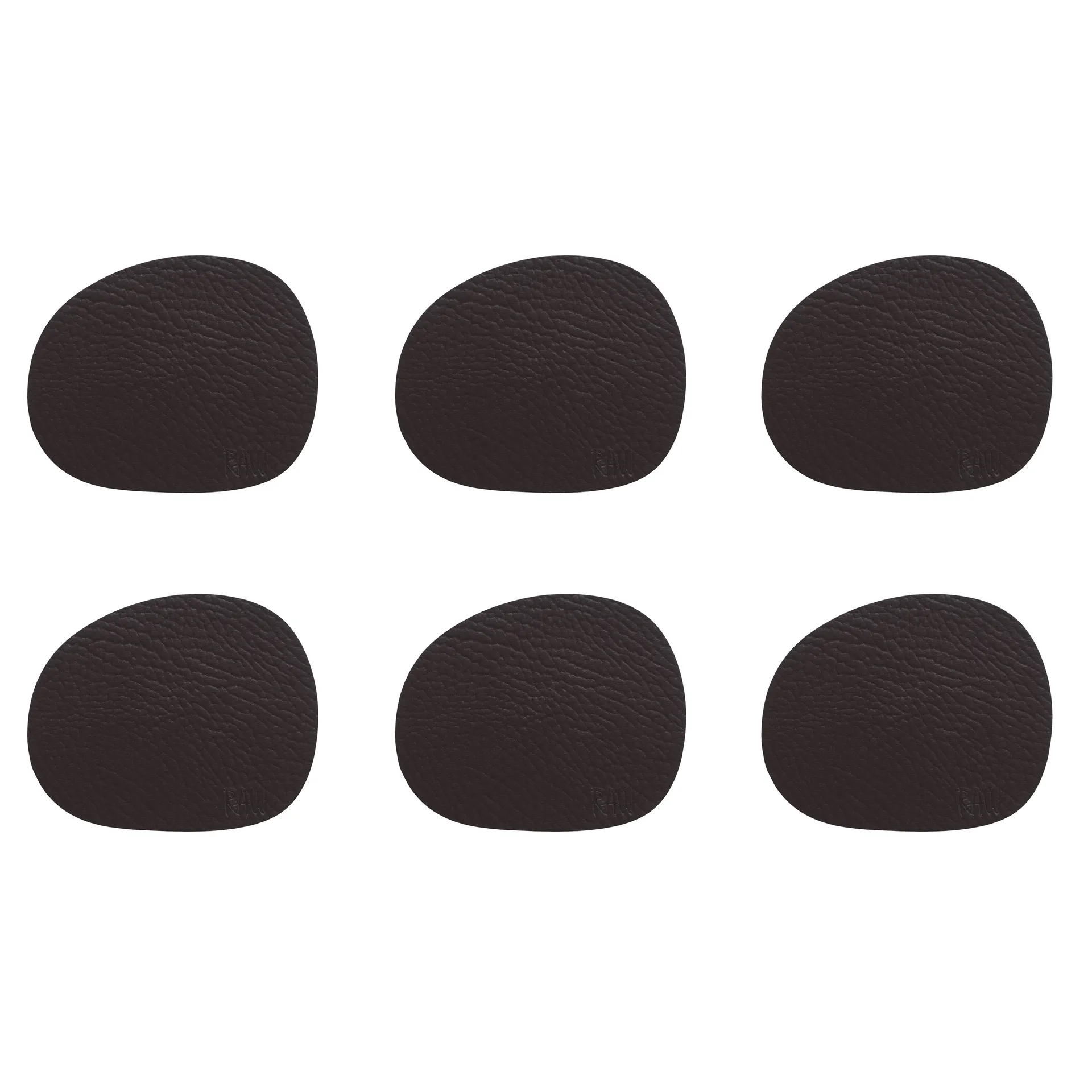 Raw glasunderlägg läder 6-pack, Brown buffalo (brun) Aida