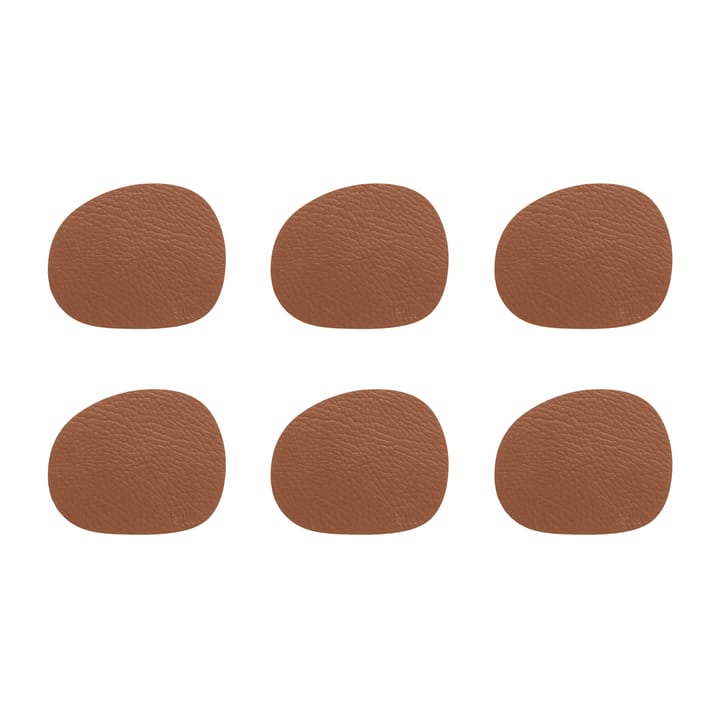 Raw glasunderlägg läder 6-pack, Cinnamon brown (brun) Aida