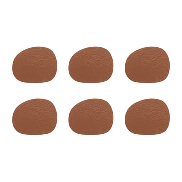 Aida Raw glasunderlägg läder 6-pack Cinnamon brown (brun)