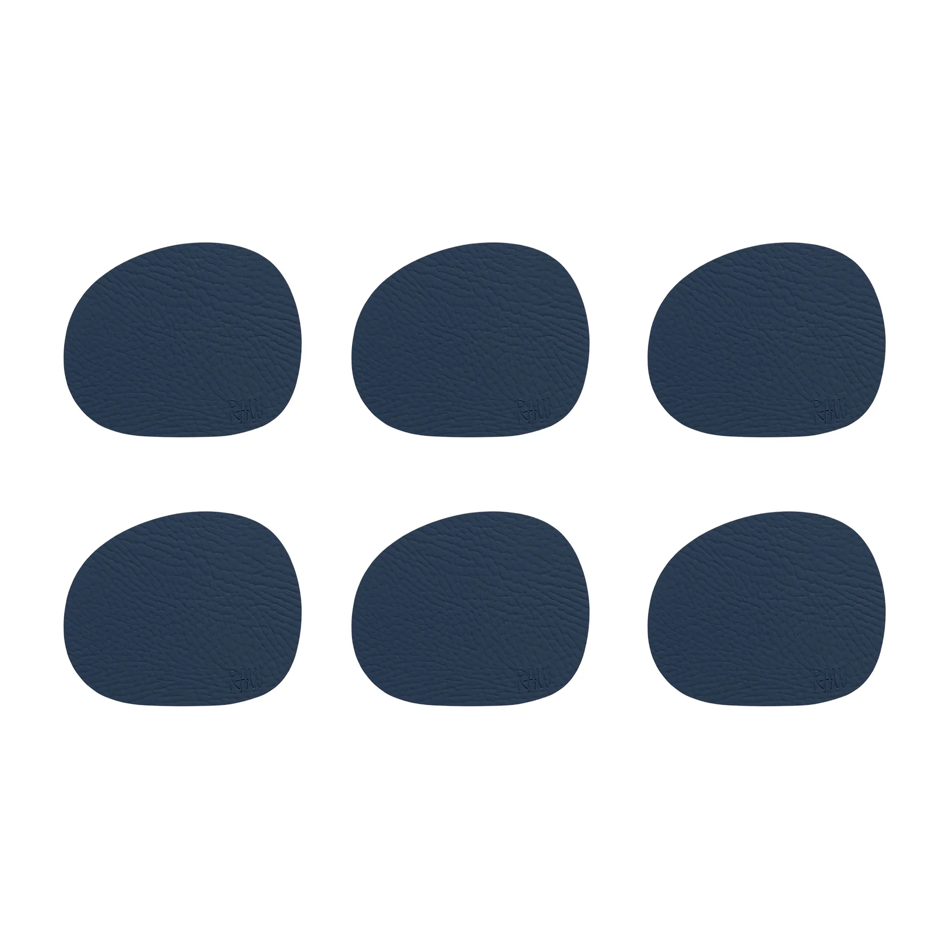 Raw glasunderlägg läder 6-pack, Mörkblå Aida