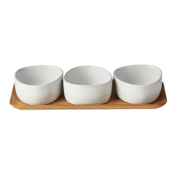 Läs mer om Aida Raw Organic skålset med träbricka Arctic White