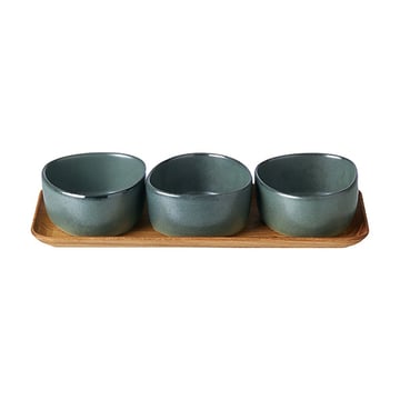 Läs mer om Aida Raw Organic skålset med träbricka Northern Green