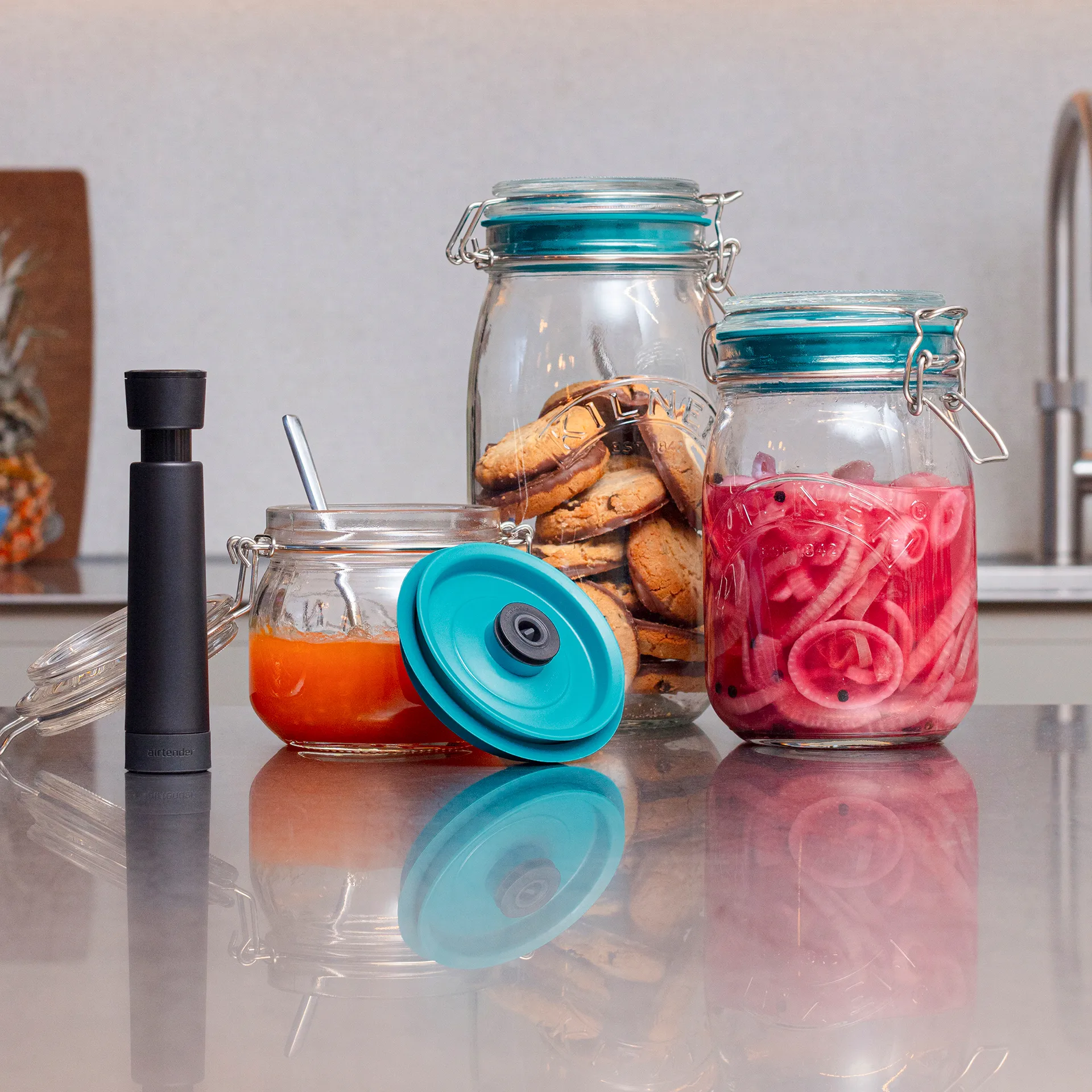 Airtender vakuumförslutare burkar 3-pack, 2L Airtender