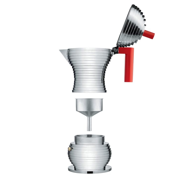 Pulcina espressobryggare 3 koppar, rött handtag Alessi