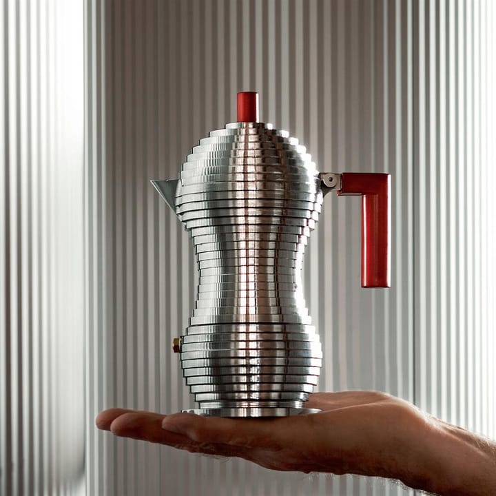 Pulcina espressobryggare 3 koppar, rött handtag Alessi