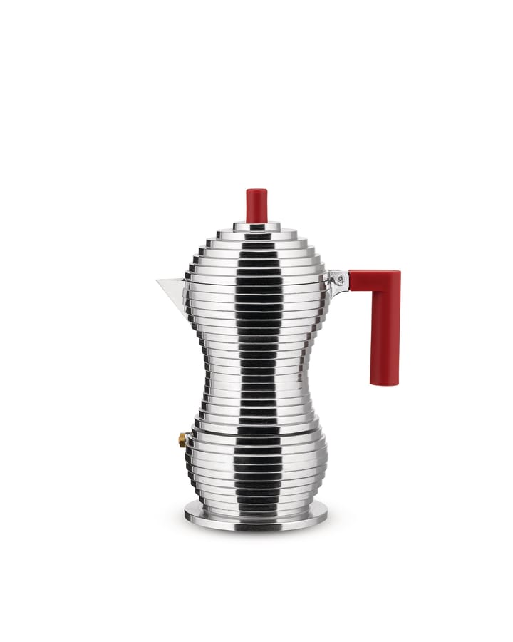 Pulcina espressobryggare och 3 st koppar - Aluminium-röd - Alessi