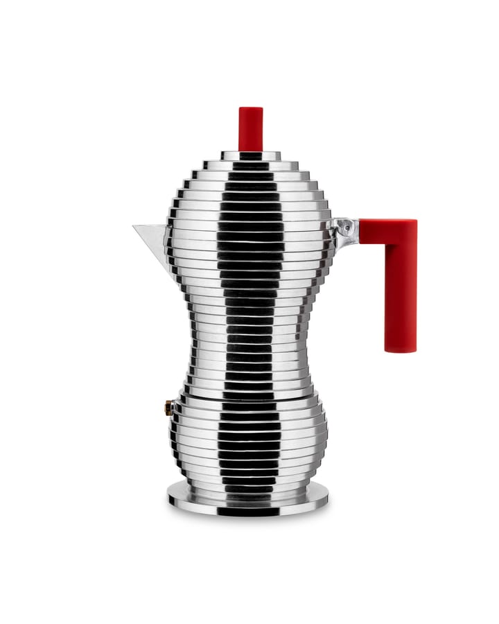 Pulcina espressobryggare och 6 st koppar - Aluminium-röd - Alessi