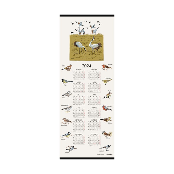 Svenska fåglar kalender 2024, 35x90 cm Almedahls