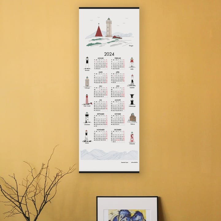 Svenska fyrar kalender 2024, 35x90 cm Almedahls