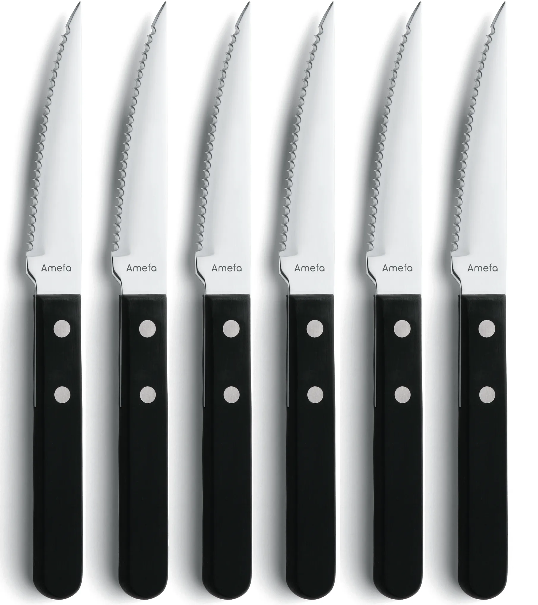 Pizza Noir grillkniv 6-pack, Svart Amefa