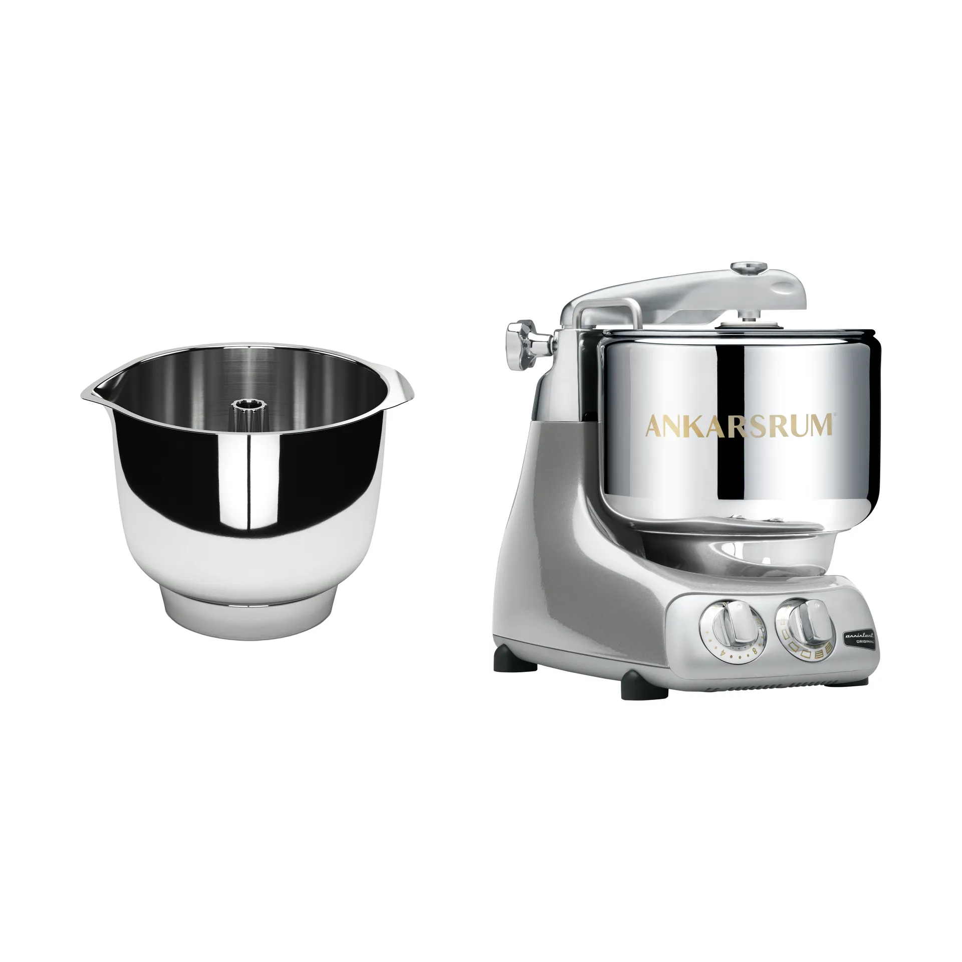 Ankarsrum assistent och vispskål - Jubilee silver,  Ankarsrum