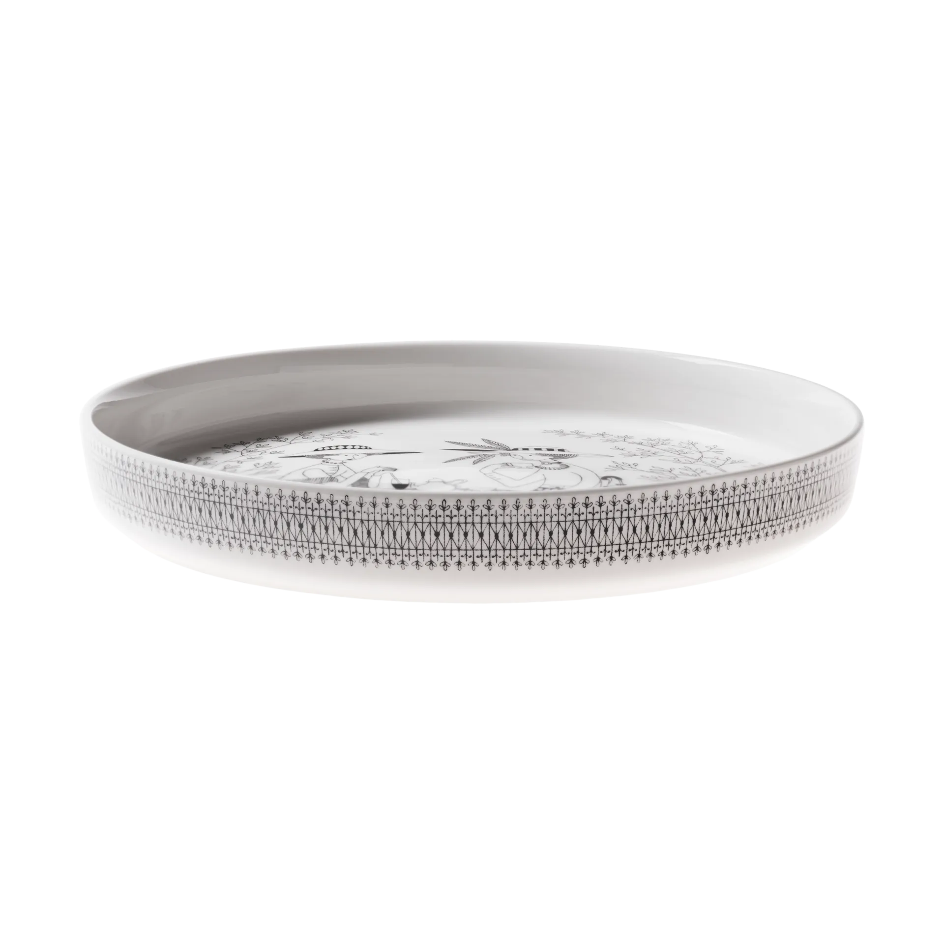 Emilia pajform Ø28 cm, Svart-vit Arabia