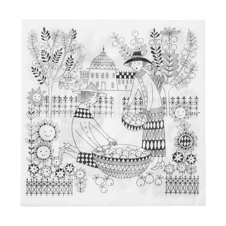 Emilia pappersservetter 33x33 cm 20-pack - Svart-vit - Arabia