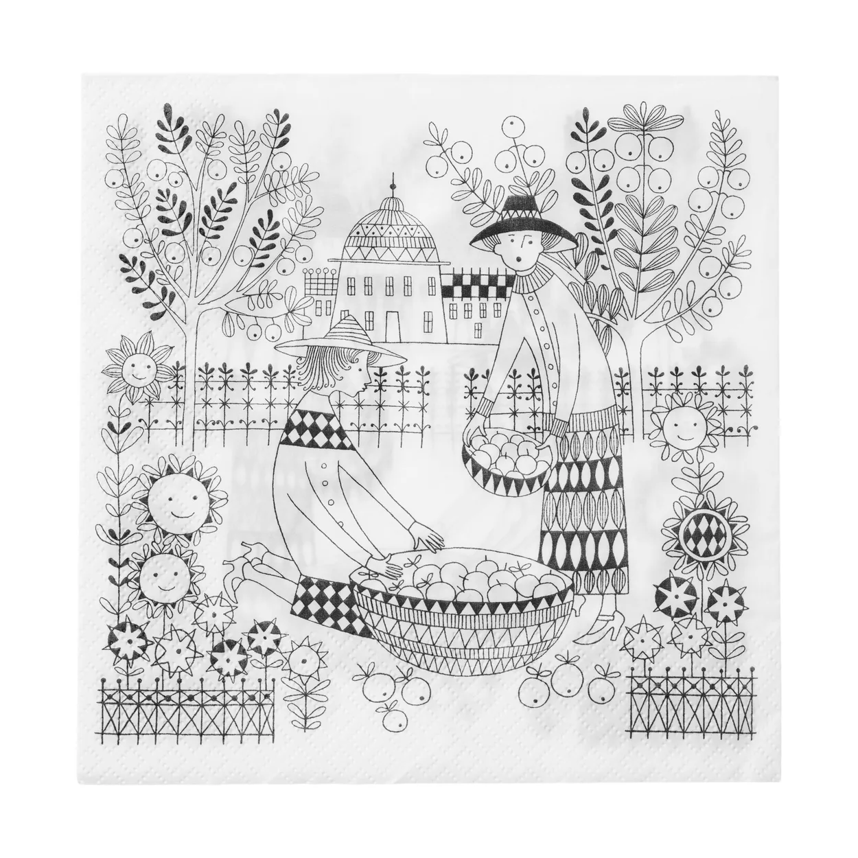 Arabia Emilia pappersservetter 33×33 cm 20-pack Svart-vit