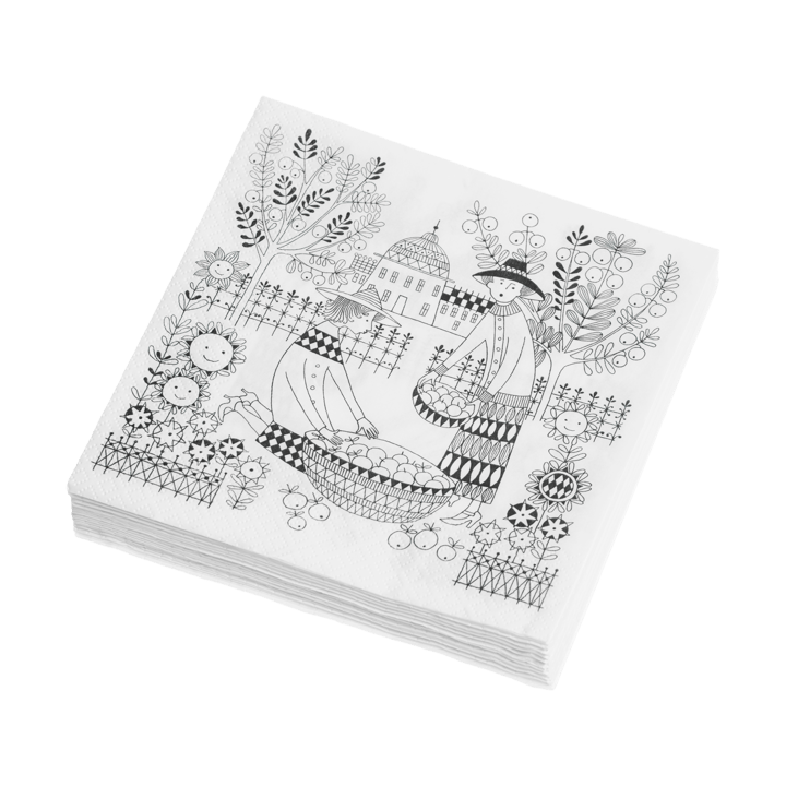 Emilia pappersservetter 33x33 cm 20-pack, Svart-vit Arabia