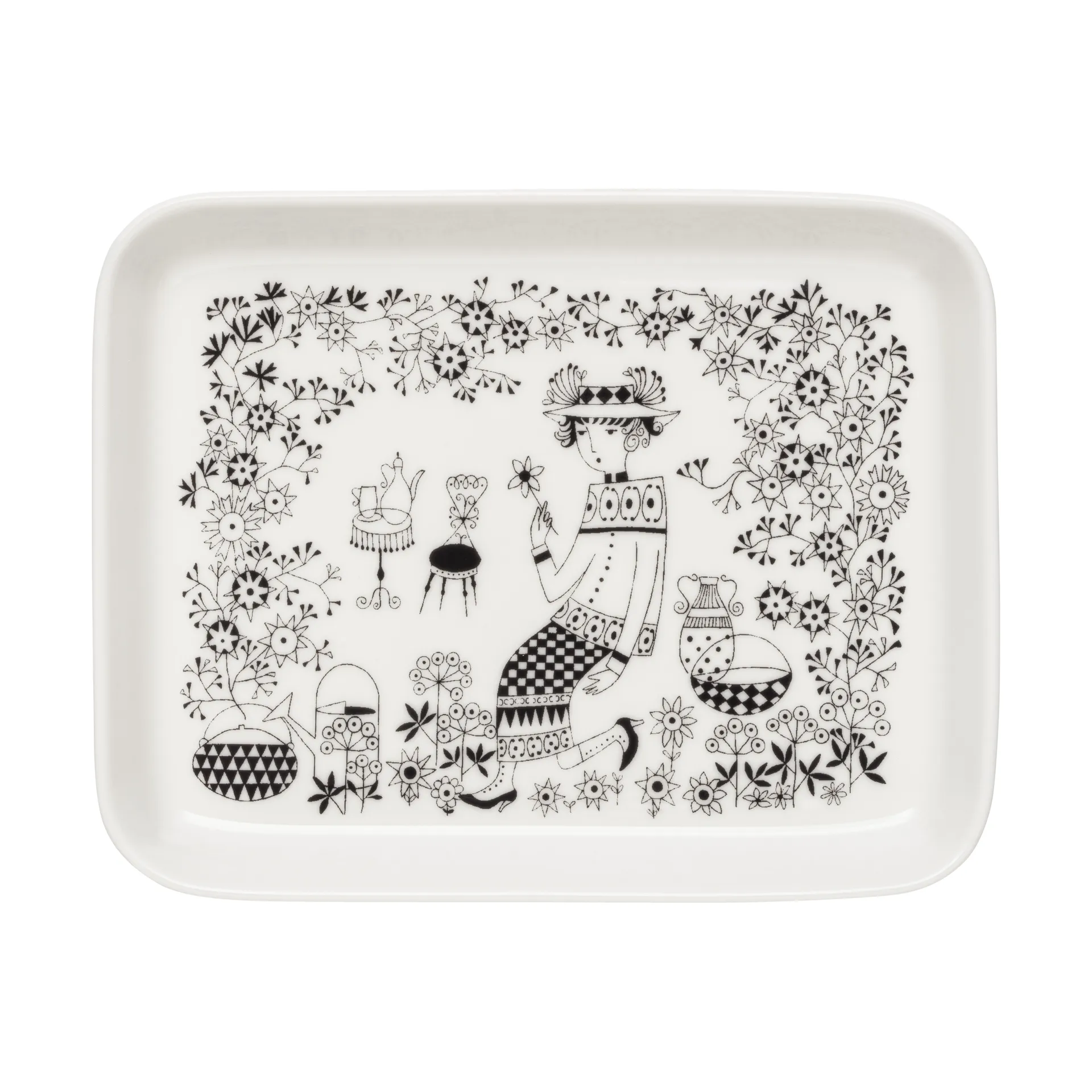 Emilia tallrik 15x19 cm, Svart-vit Arabia