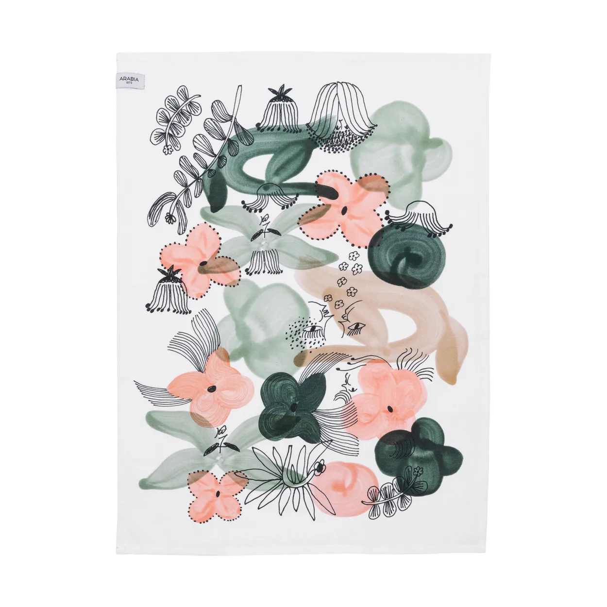 Arabia Kukkamaa kökshandduk 50×70 cm Grön