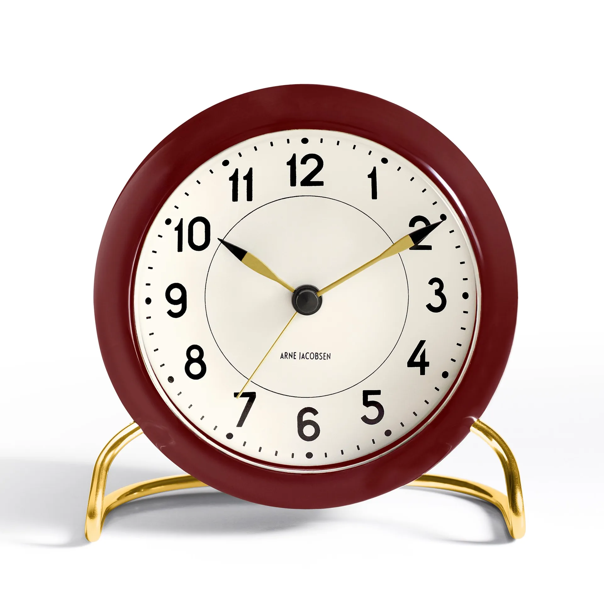 Aj Station bordsklocka vinröd, vinröd Arne Jacobsen Clocks