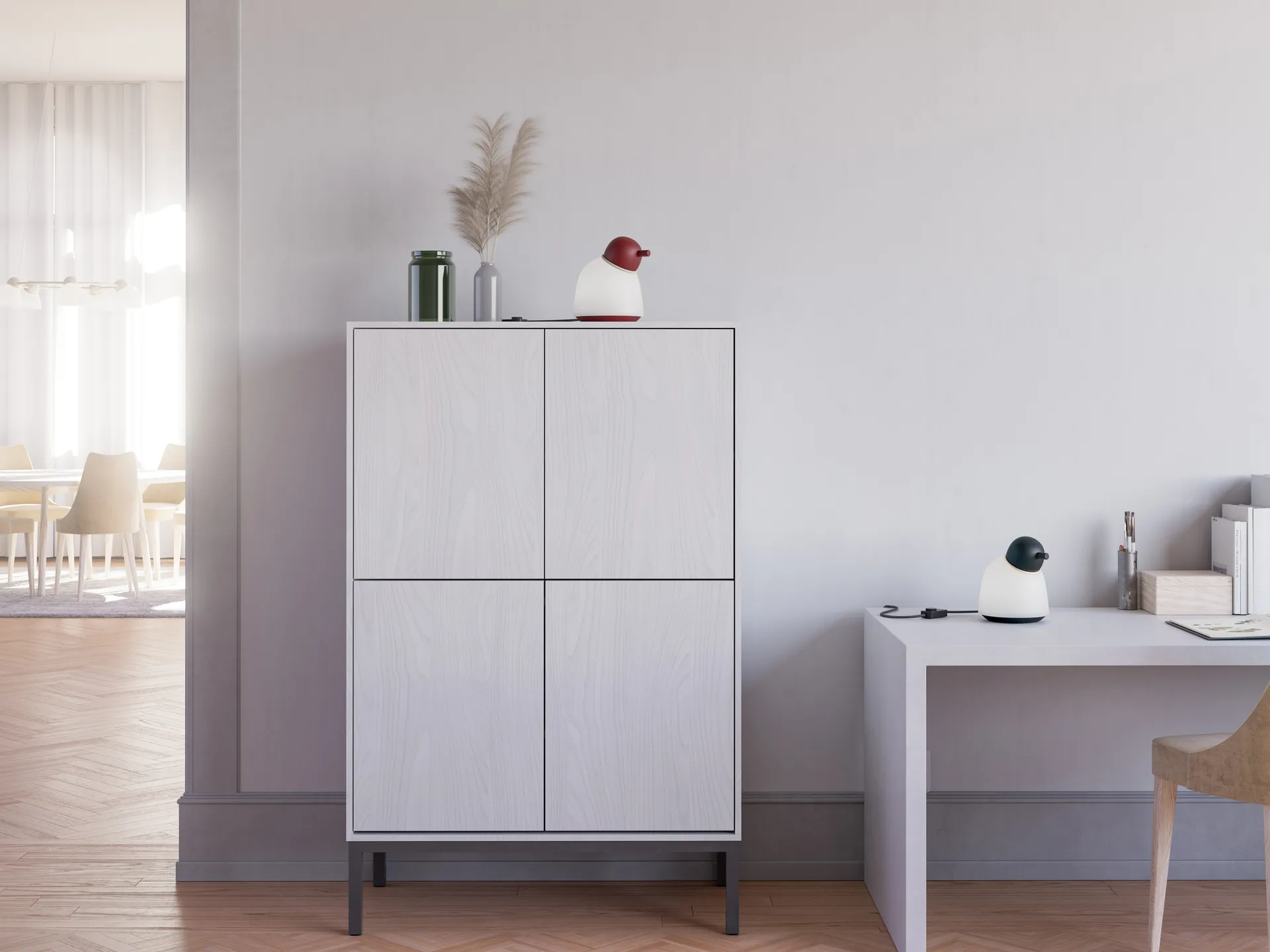 Bird bordslampa 21,5 cm, Svart-mässing-opalglas Belid