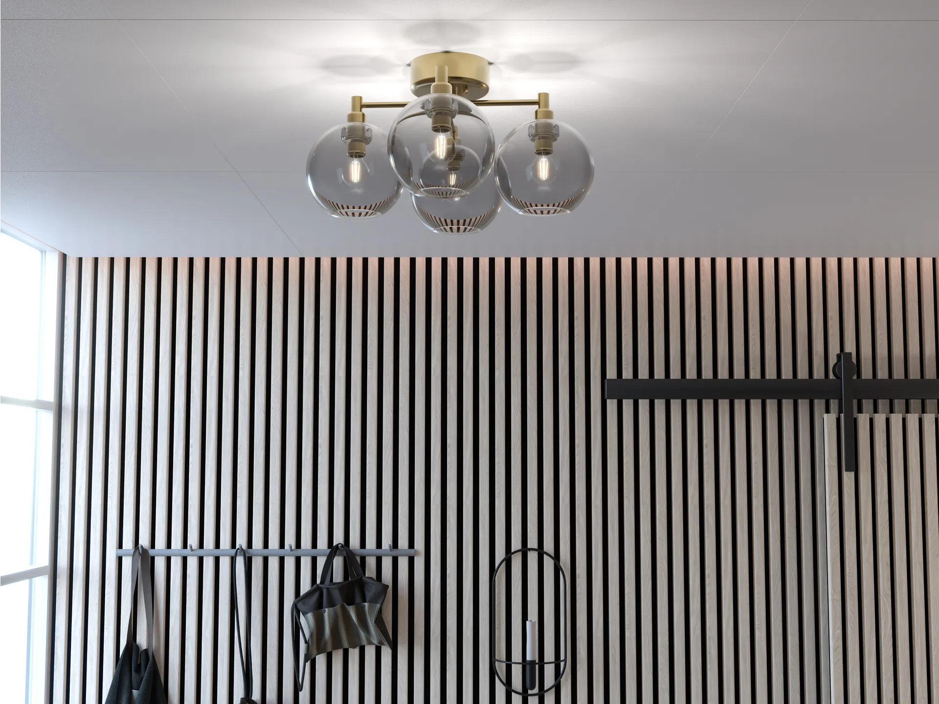 Gloria plafond, Mässing-rökfärgat glas Belid