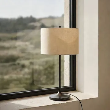 Soft bordslampa - Linne natur-metallic brons, Ø34x64 cm - Belid