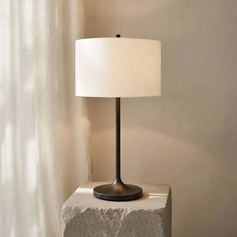 Soft bordslampa, Linne vit-metallic brons, Ø34x64 cm Belid