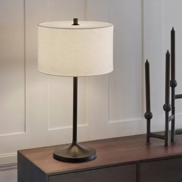 Soft bordslampa - Linne vit-metallic brons, Ø34x64 cm - Belid