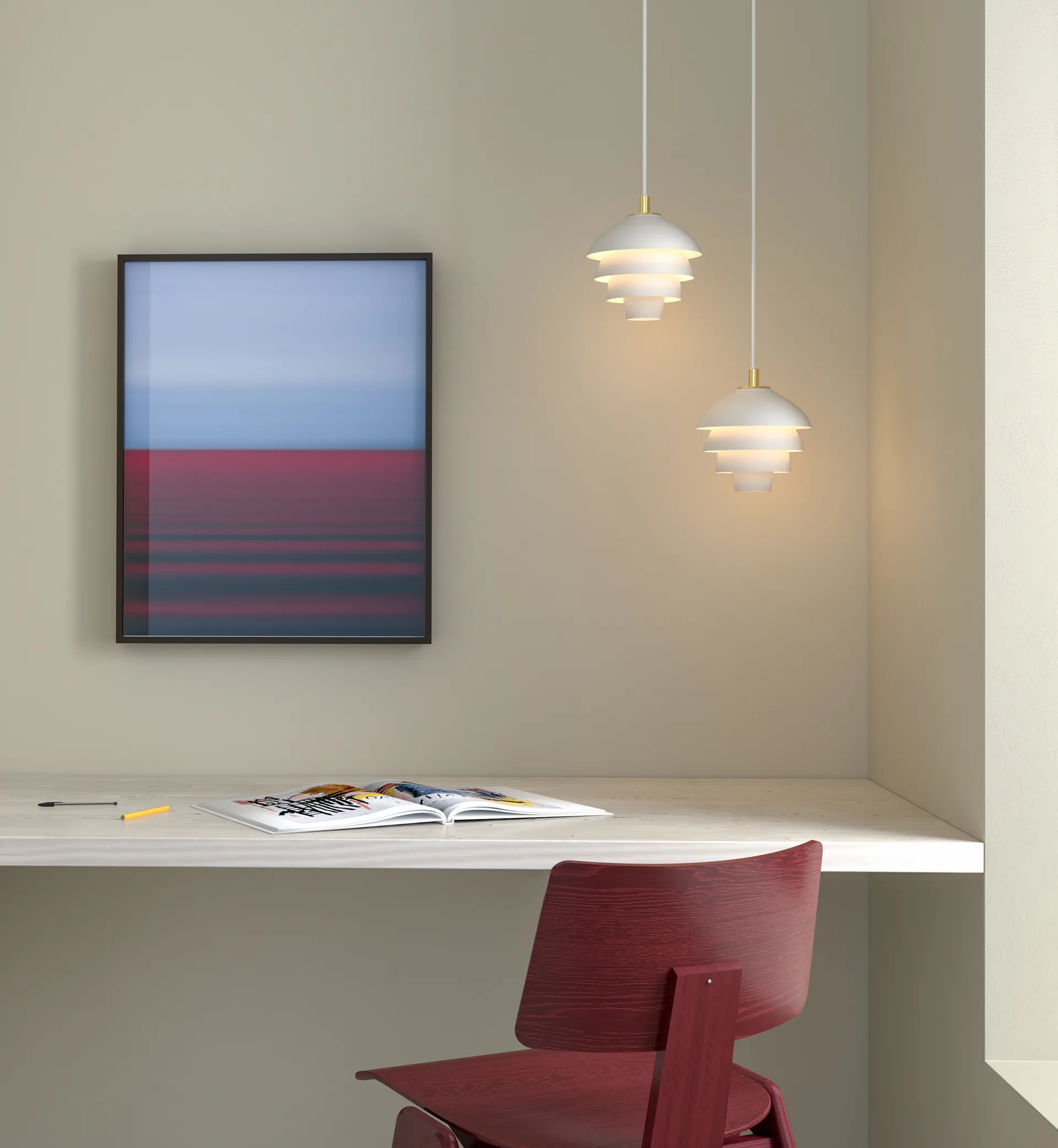 Valencia pendel Ø18, Mattvit-mässing Belid