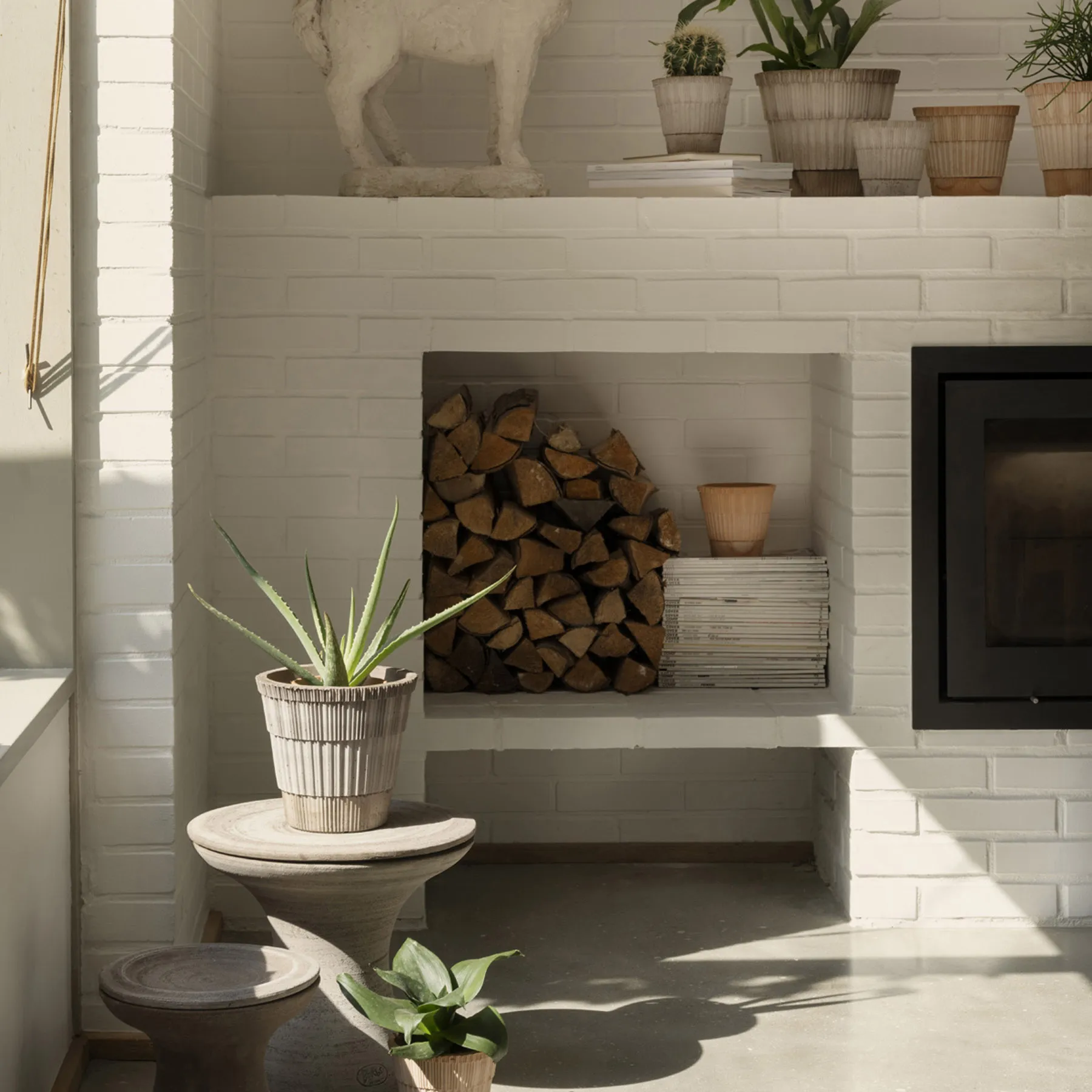 Atlas raw kruka med fat, Grey, Ø18 cm Bergs Potter