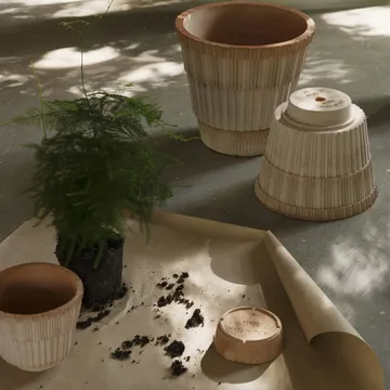 Atlas raw kruka med fat - Rosa, Ø18 cm - Bergs Potter