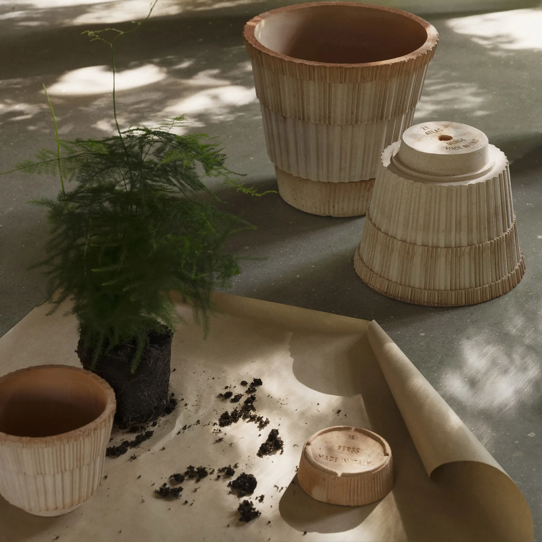 Atlas raw kruka med fat, Rosa, Ø21 cm Bergs Potter