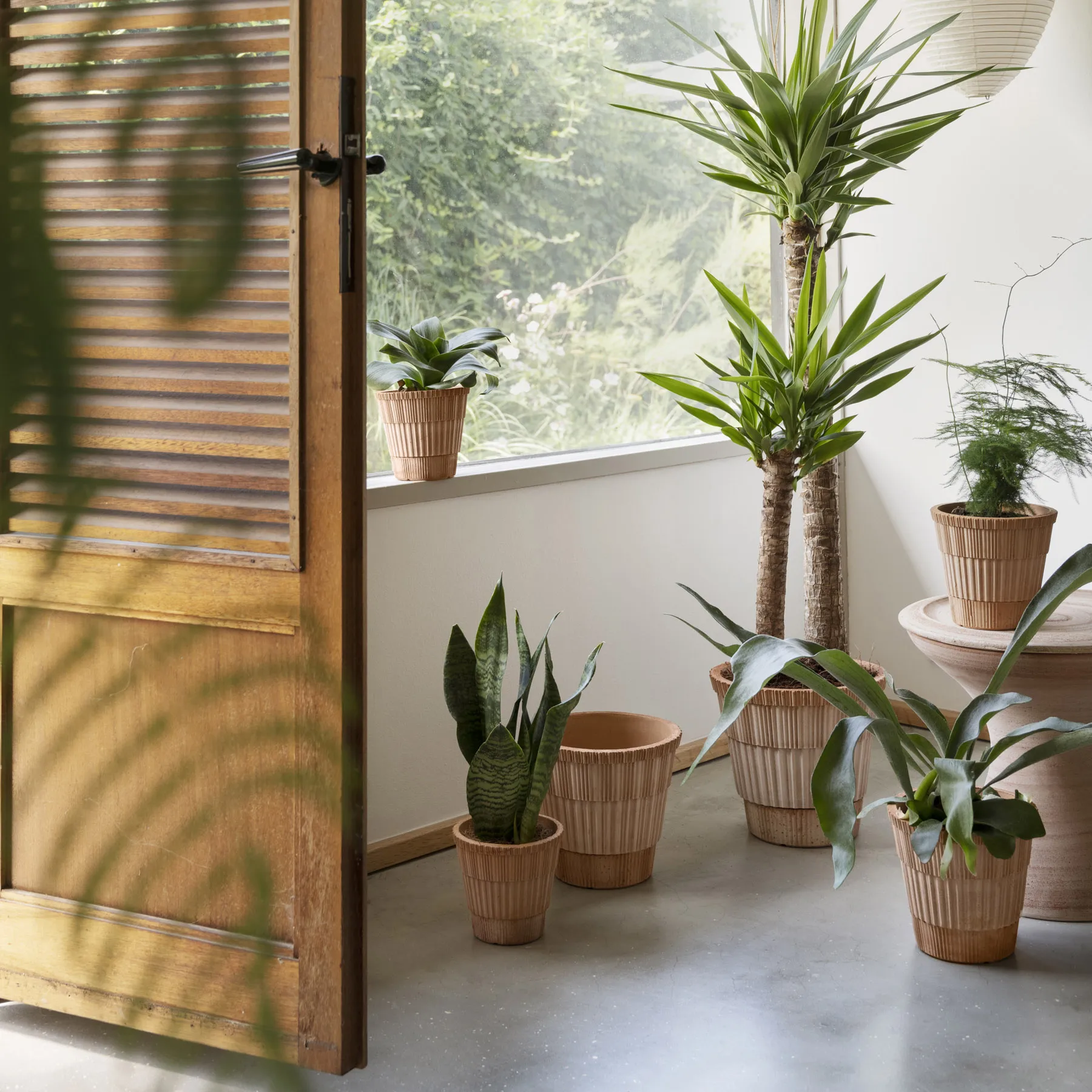 Atlas raw kruka med fat, Rosa, Ø25 cm Bergs Potter