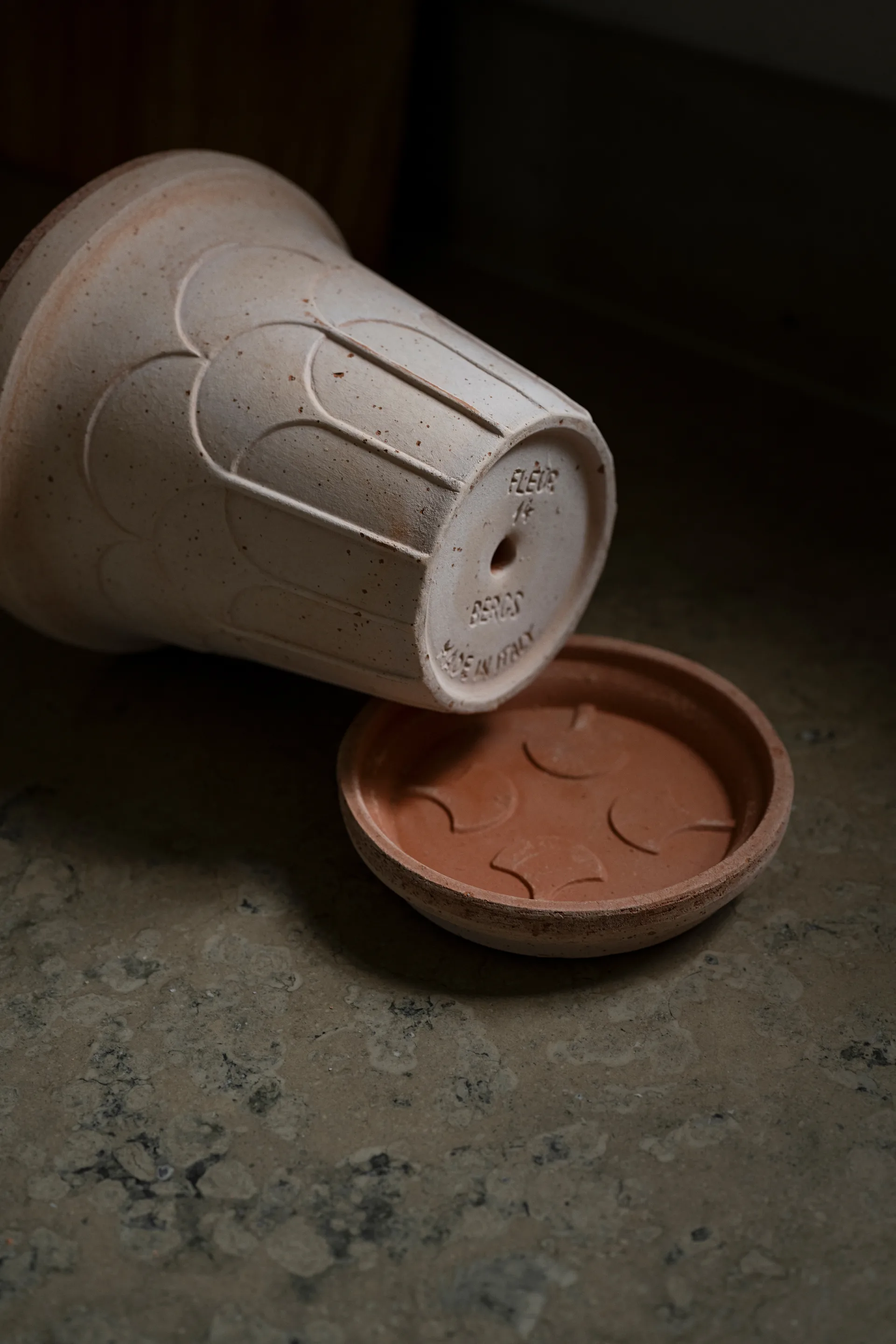 Fleur kruka med fat 2 delar, Rosa, Ø14 m Bergs Potter