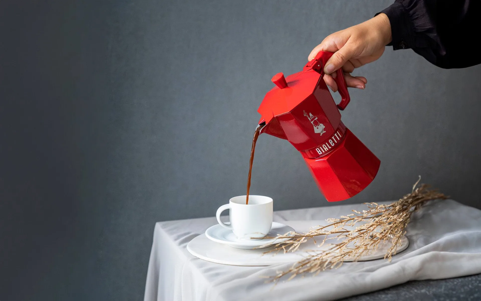 Bialetti exclusive mokabryggare, Röd, 3 koppar Bialetti