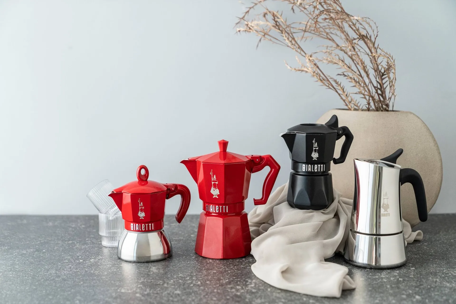 Bialetti exclusive mokabryggare, Röd, 3 koppar Bialetti