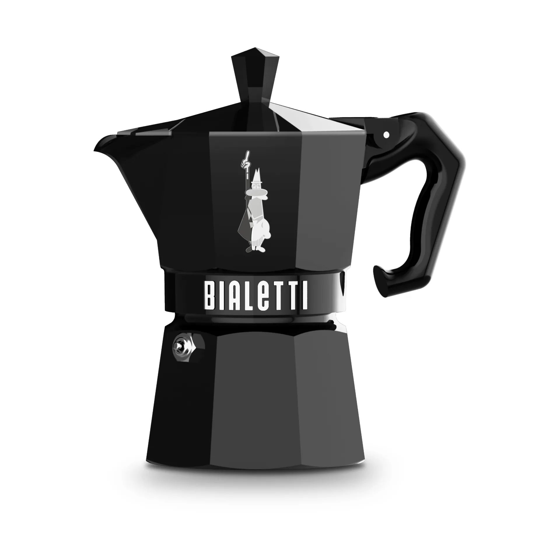 Bialetti Moka Exclusive, Mokabryggare, Svart, Gjuten aluminium, 3 koppar, Termoplast, 1 styck
