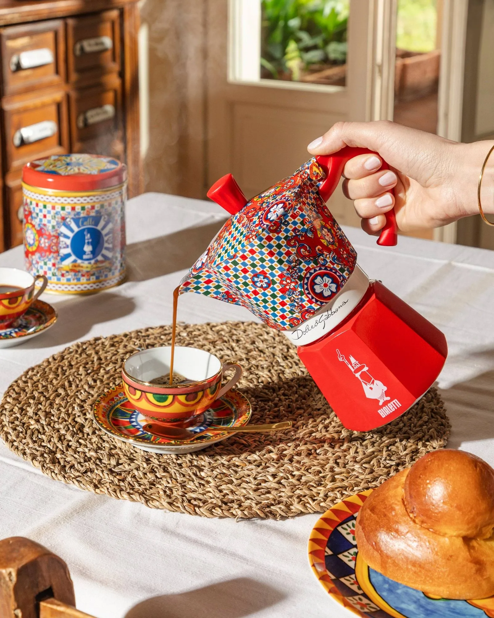 Bialetti x Dolce & Gabbana mokabryggare, Sicilian cart, 3 koppar Bialetti