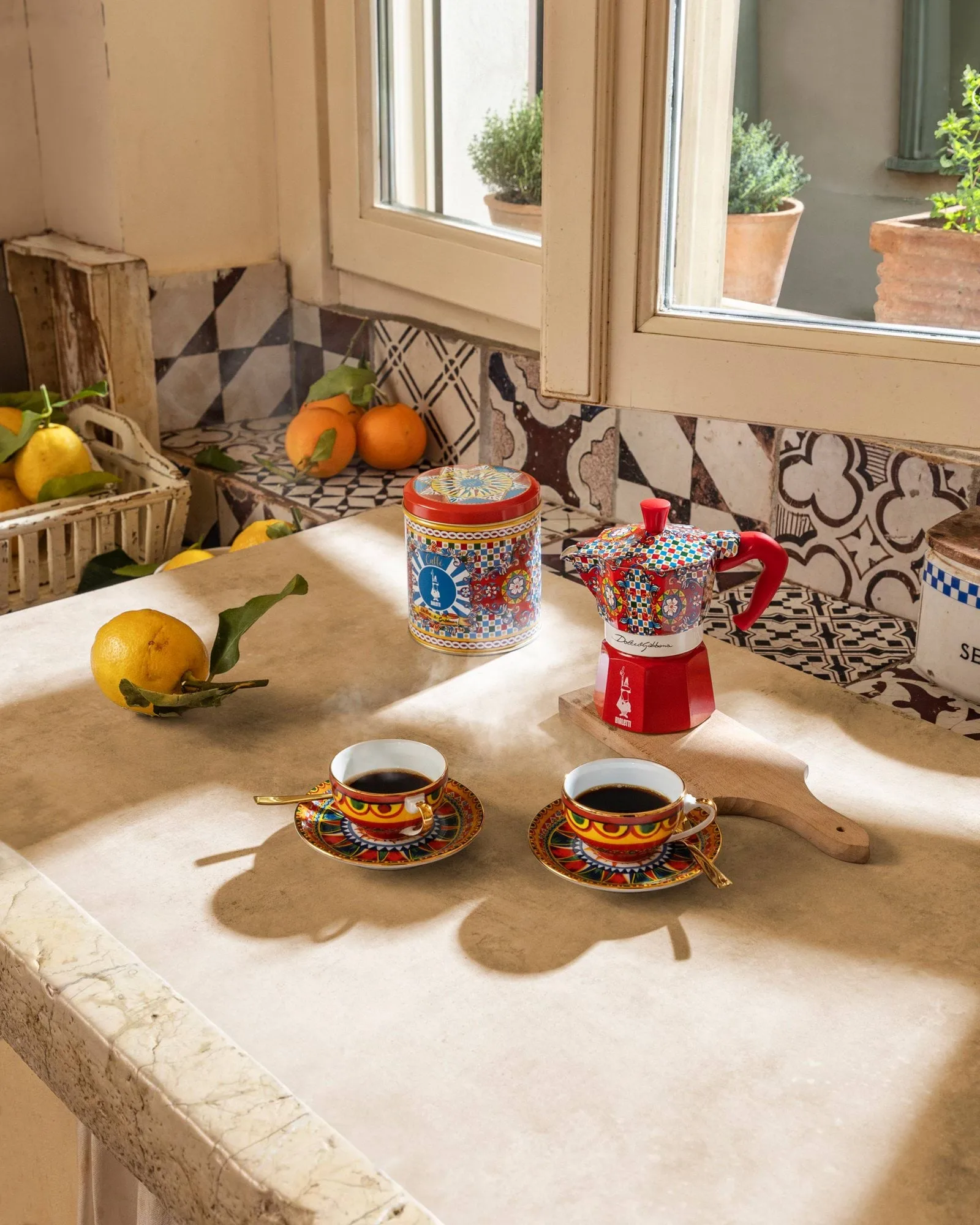 Bialetti x Dolce & Gabbana mokabryggare, Sicilian cart, 6 koppar Bialetti