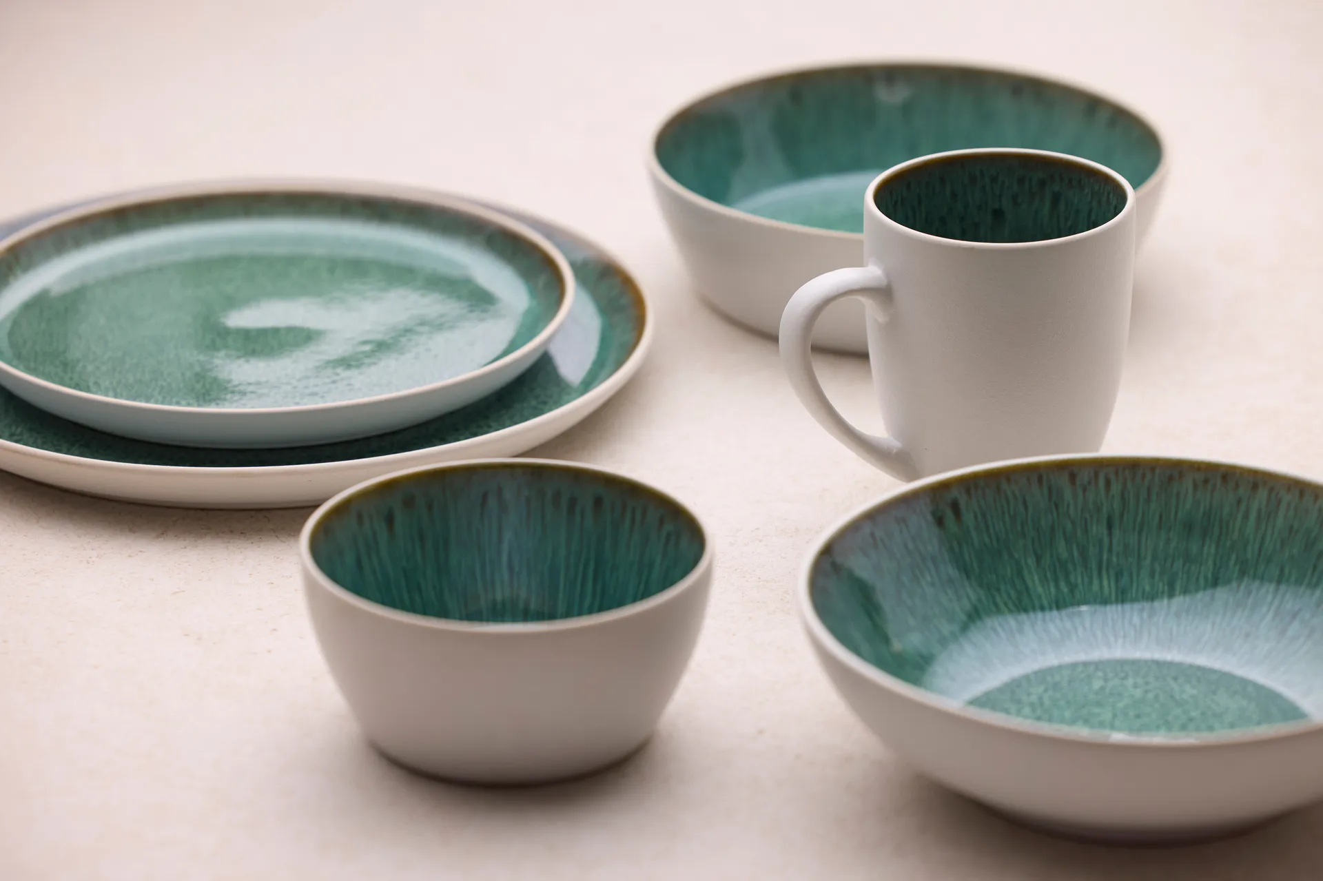 Bitz pastaskål gastro Ø20 cm, Vit-grön Bitz