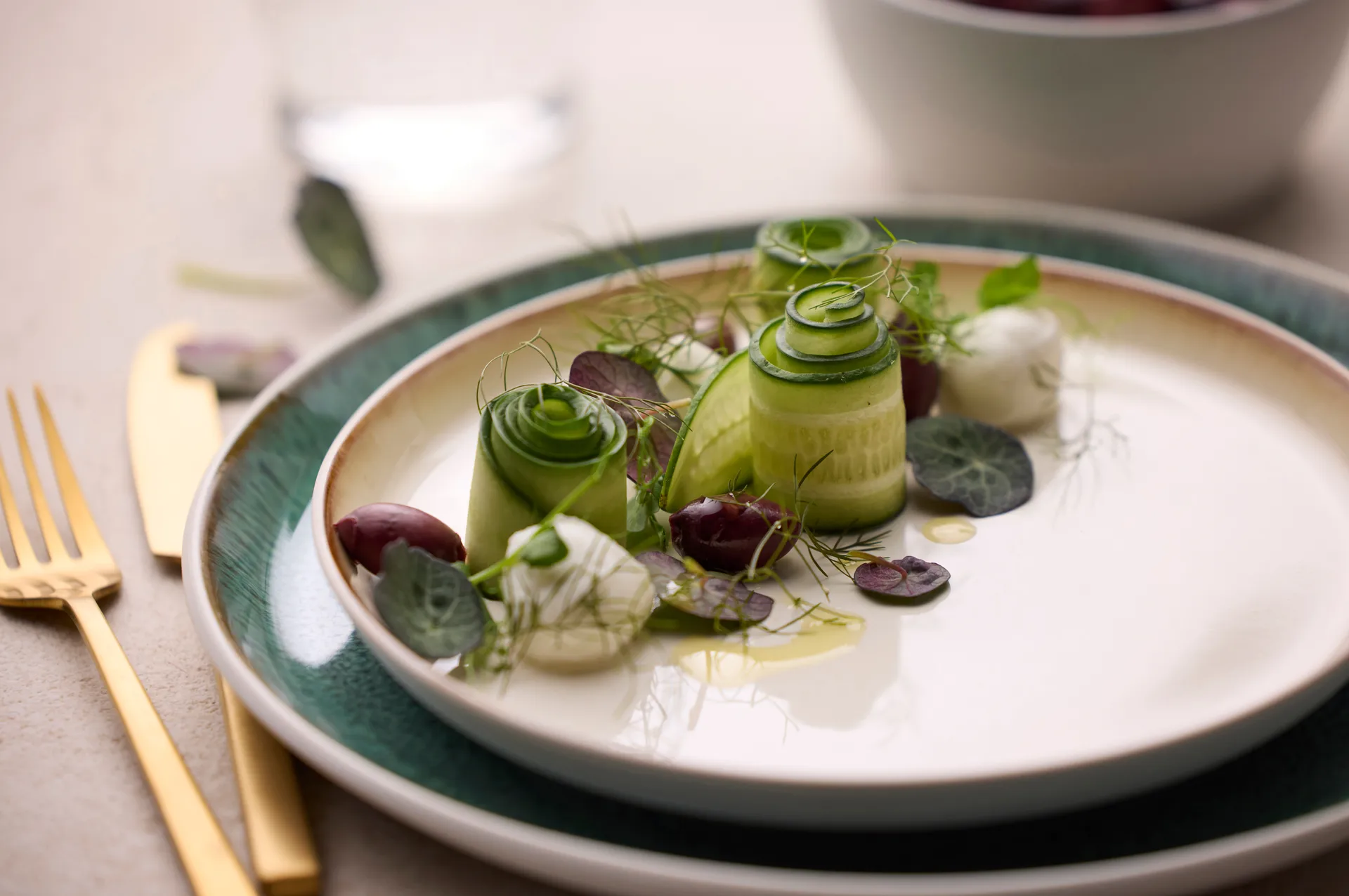 Bitz tallrik gastro Ø27 cm, Vit-grön Bitz